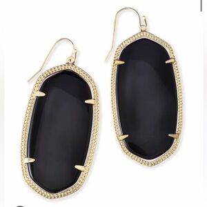 KENDRA SCOTT Danielle Gold Drop Earrings in Black Opaque Glass Women’s Jewelry